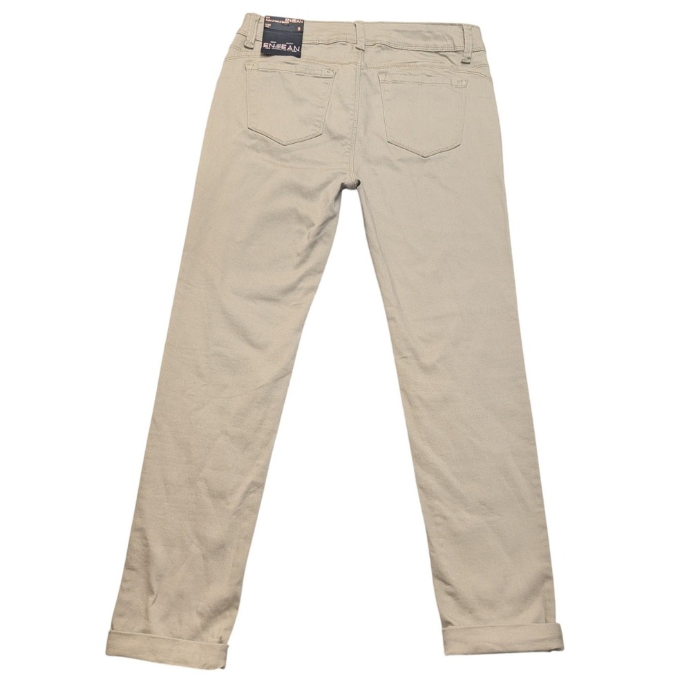 NWT Enjean Push‎ Up Ankle Skinny Pants Womens 9 Khaki Tan Mid Rise Stretch - Picture 2 of 12